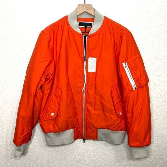 Rag & Bone Georgie Bomber Jacket Orange Nylon Technical Bomber Coat Size M - Picture 2 of 15